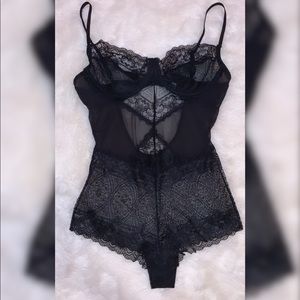 Black lace lingerie body suit